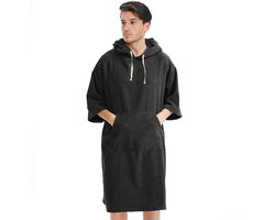 Surf Poncho Mannen & Vrouwen Handdoek Poncho Volwassene met Hood, Dikke Snel Droog Veranderen Poncho Handdoek, Microvezel Draagbare Cover Up voor Surfen Beach Zwemmen - Absorberende Veranderen badhanddoek (Zwart)