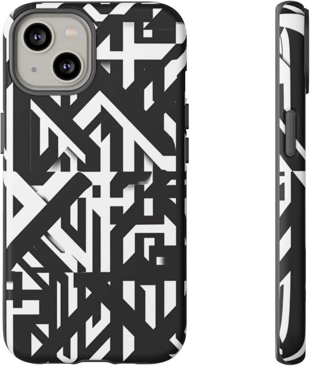 Zwart-Wit Geometrisch Patroon – Telefoonhoesje Geschikt voor iPhone 14