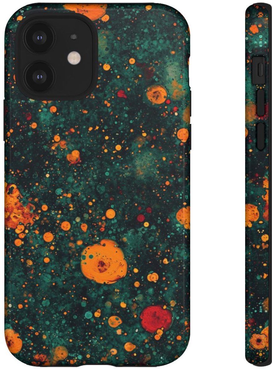 Abstracte Oranje en Teal Bellenpatroon – Telefoonhoesje Geschikt voor iPhone 12