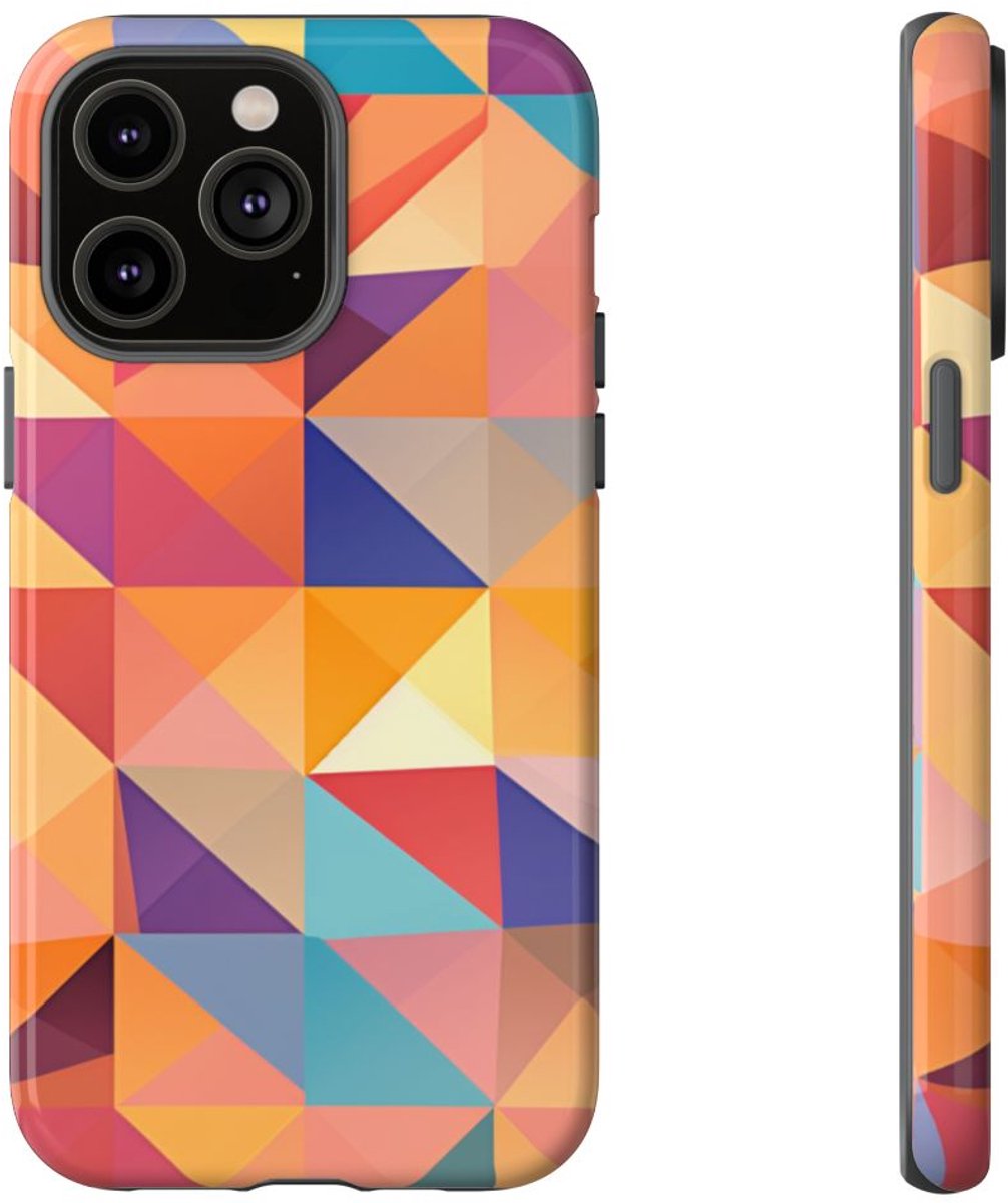 Kleurrijk Geometrisch Hoekpatroon – Telefoonhoesje Geschikt voor iPhone 14 Pro Max