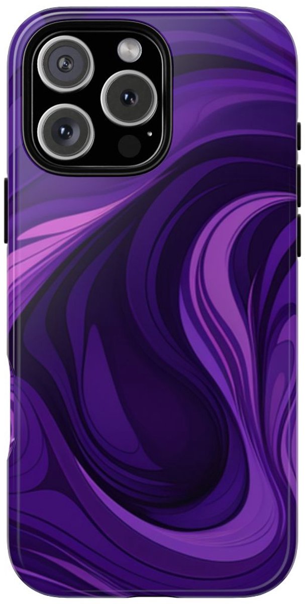 Paarse Abstracte Golfpatroon – Telefoonhoesje Geschikt voor iPhone 16 Pro Max