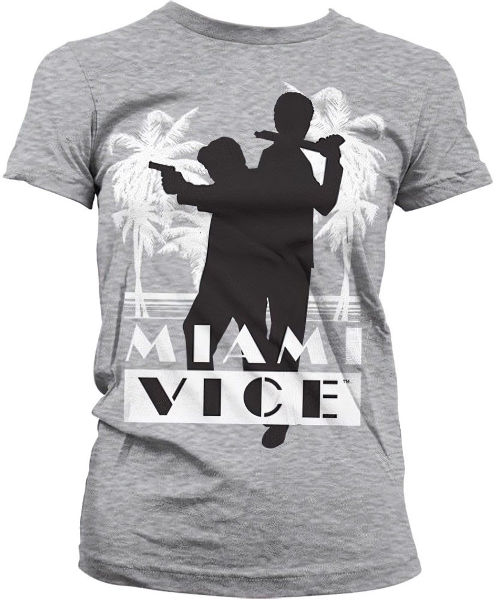 Miami Vice Silhuettes Girly T-Shirt Damen Heather-Grey-S