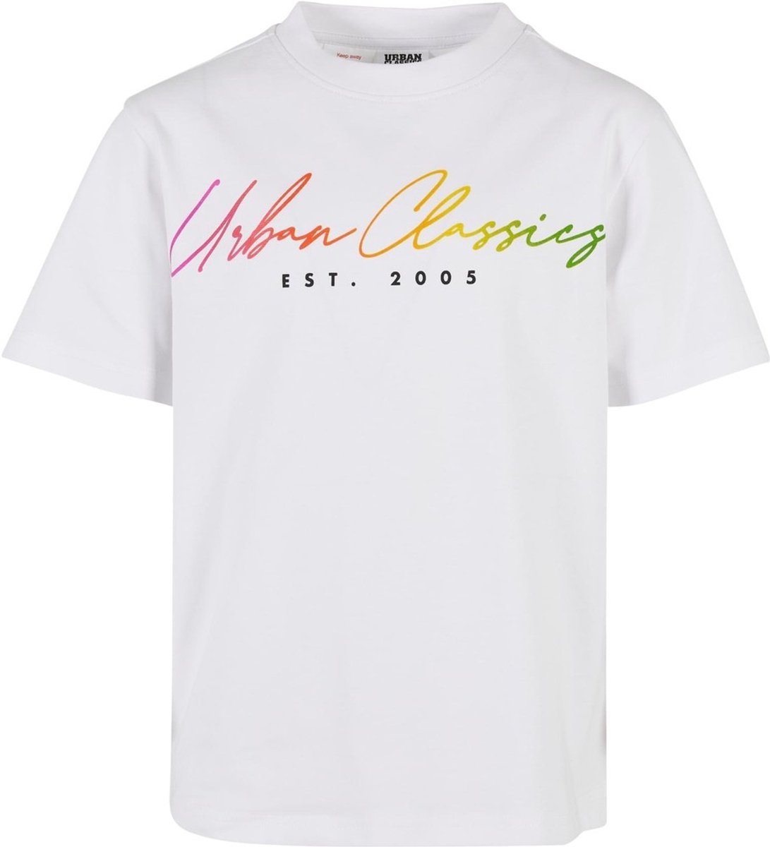 Urban Classics Script Logo Kinder Tshirt Kids 122/128 Wit