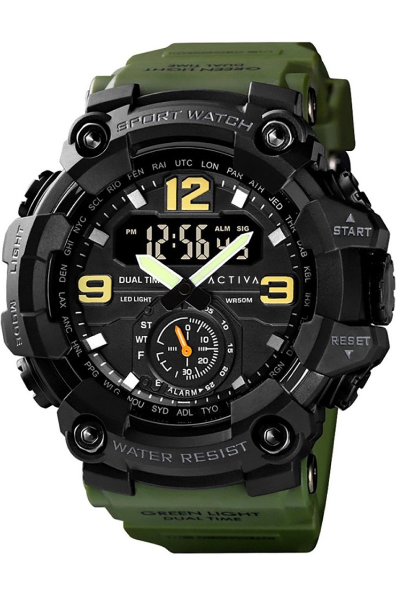 Activa Digital ACW1637-002 Heren Horloge - Waterdicht - Digitaal - Quartz Uurwerk - Plastic met zwarte Wijzerplaat - 56mm