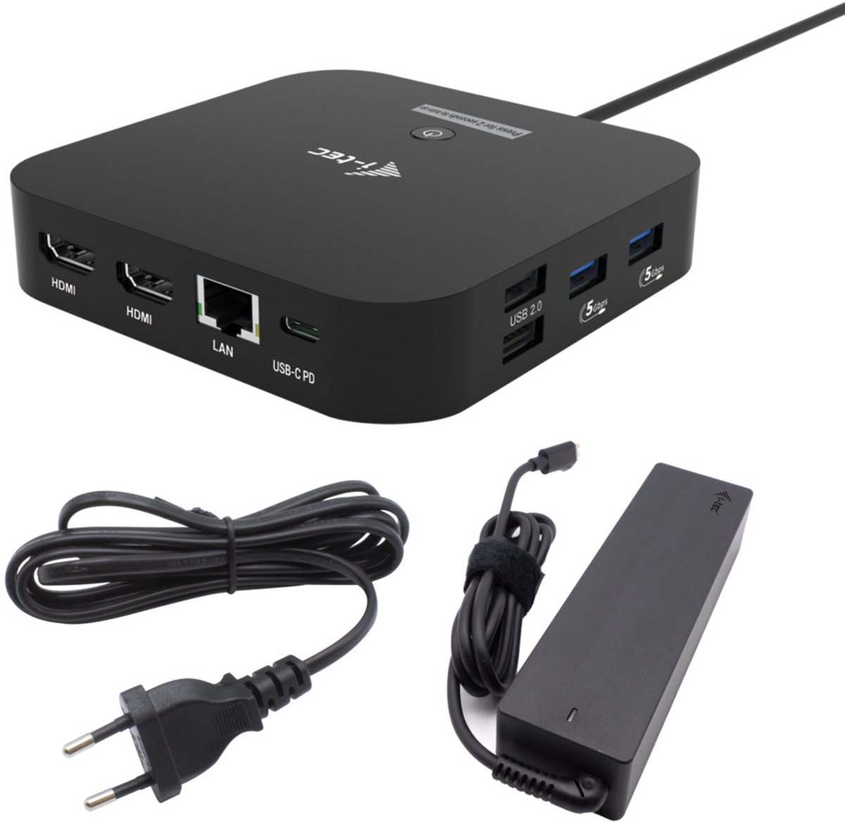 i-Tec - USB-C Docking Station - Compact - 2 x HDMI - 4 x USB-A - 2 x USB-C - Ethernet - Audio In/Uit - 100W opladen - Plug & Play