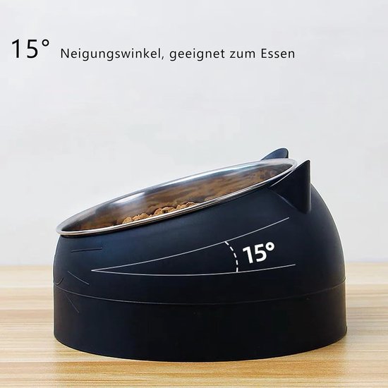 Lannvan Verhoogde kattenbak, ergonomische kom van keramiek met wasbare mat voor katten en honden, 350 ml per kom