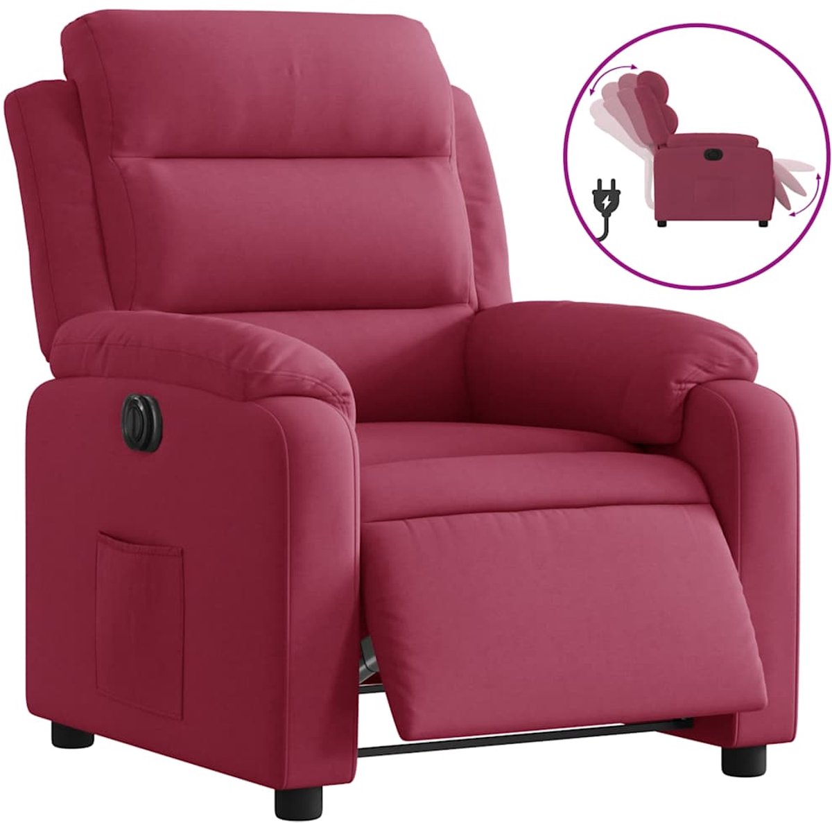 vidaXL Fauteuil - verstelbaar - elektrisch - stof - wijnrood