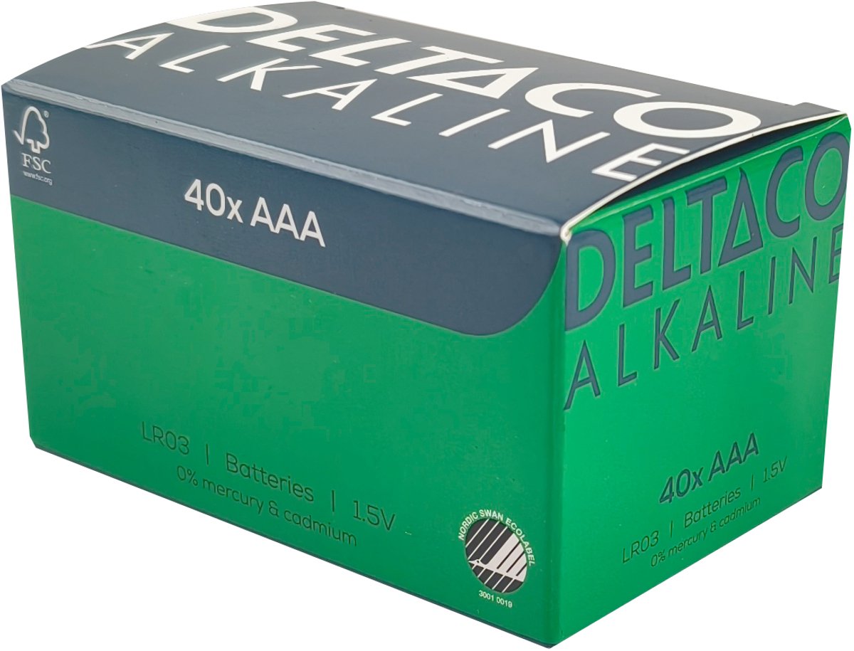 Deltaco AAA Batterijen Alkaline 1.5V - 40 Stuks - LR03 Batterijen