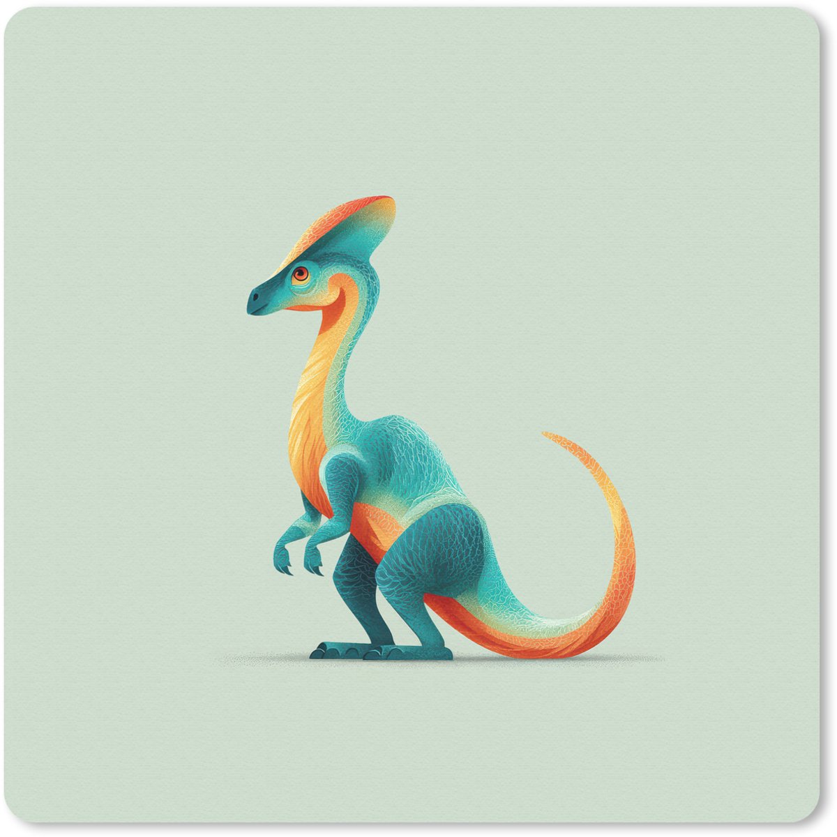 Muismat 30x30 cm - Mousepad Staart - Dino - Minimalistisch - Blauw - Muismatten