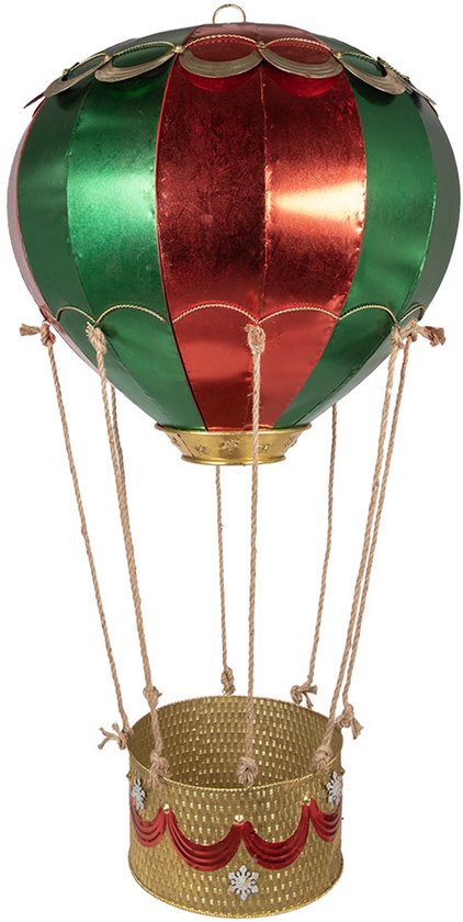 Clayre & Eef Décoration de Noël Montgolfière Ø 97x160 cm Rouge Métal