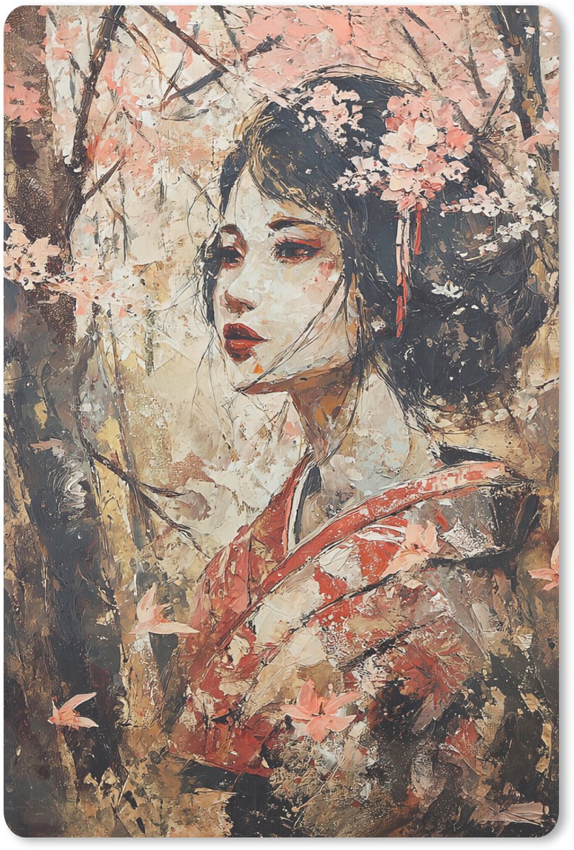 Muismat 18x27 cm - Mousepad Kimono - Vrouw - kersenbomen - Muismatten