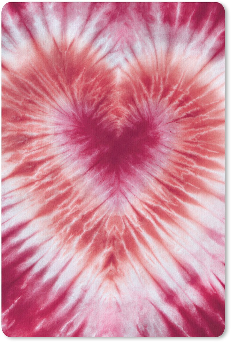 Muismat 18x27 cm - Mousepad Hartvorm - Roze - Tie dye - Muismatten