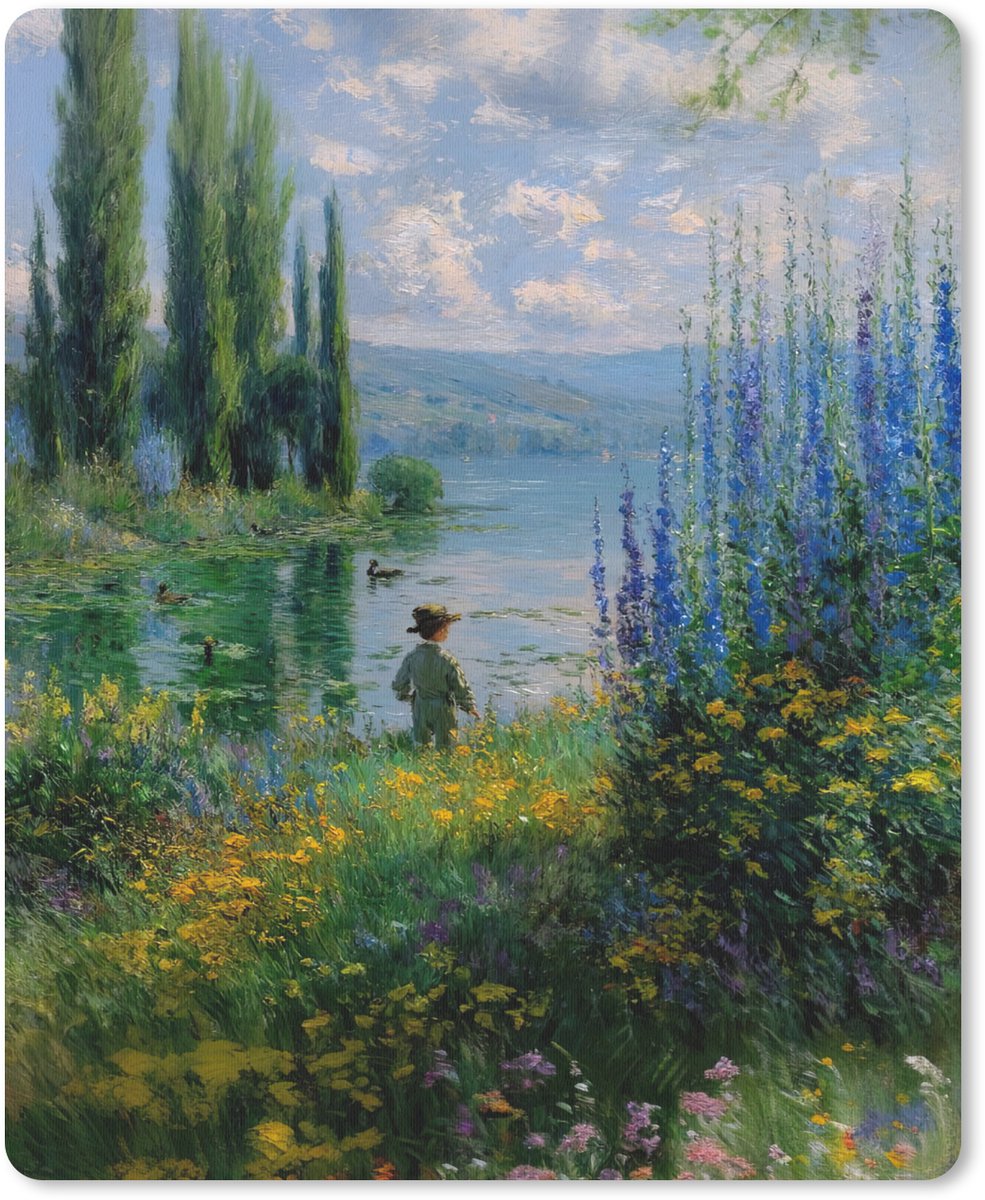 Muismat 19x23 cm - Mousepad Bloemen - Meer - Bergen - Groen - Muismatten