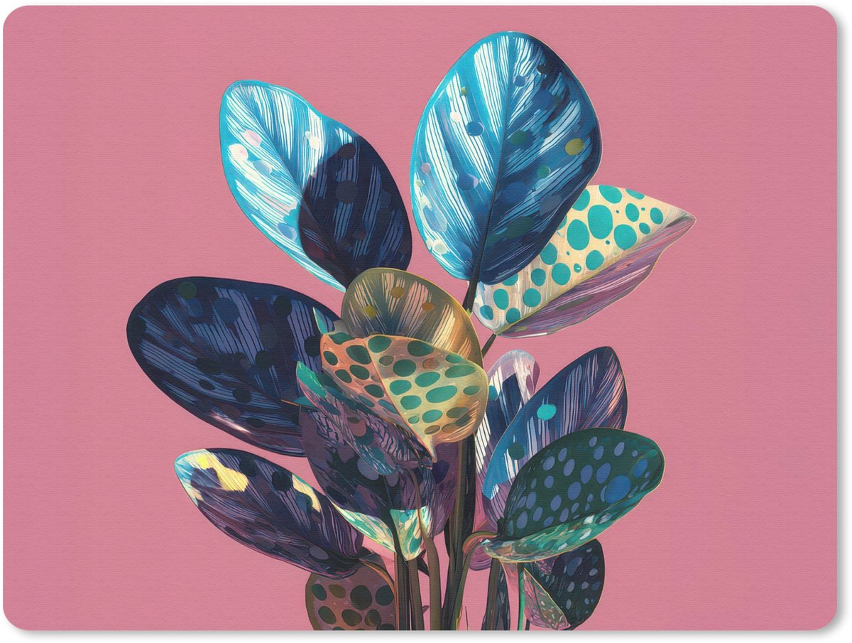 Muismat 23x19 cm - Mousepad Plant - Bladeren - Stippen - Abstract - Muismatten