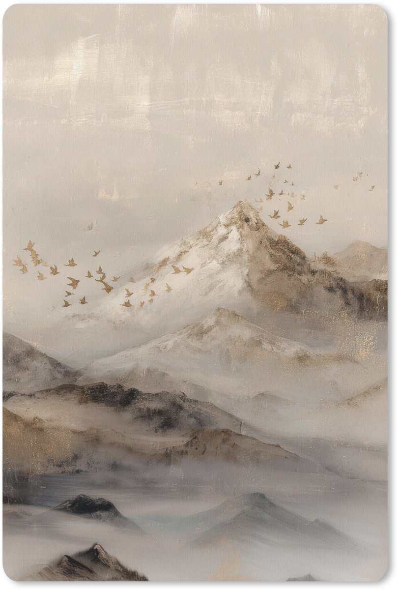 Muismat 18x27 cm - Mousepad Berglandschap - Mist - Penseelstreken - Muismatten