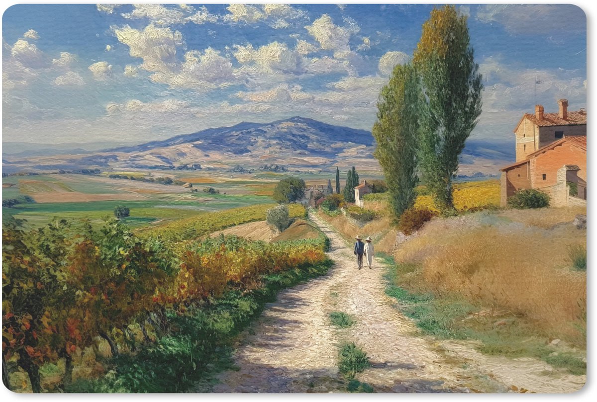 Muismat 27x18 cm - Mousepad Mensen - Wandelen - Zandpad - Velden - Muismatten
