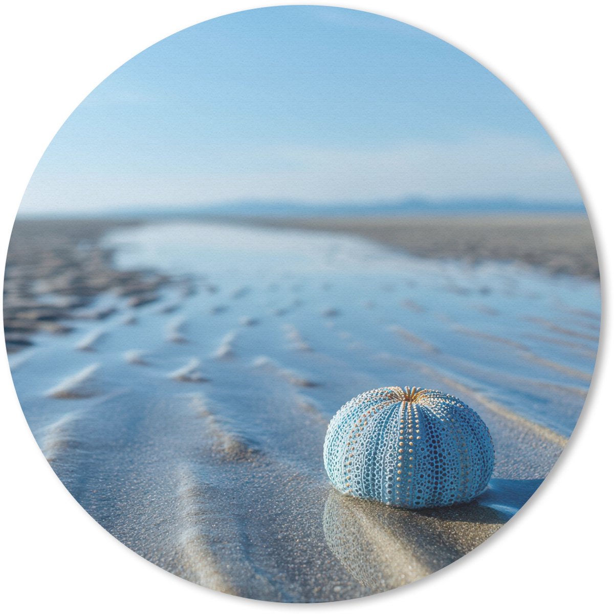 Muismat rond 30x30 cm - Mousepad Strand - Schild - Water - Blauw - Ronde muismatten