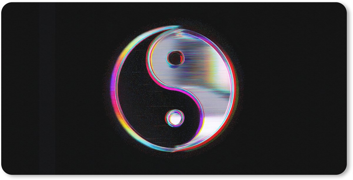 Muismat XXL 100x50 cm - Bureau onderlegger - Bureau mat Yin-Yang - Cirkel - Regenboog - Bureaumat - Gaming mousepad xl - Bureaulegger groot - Computer deskmat