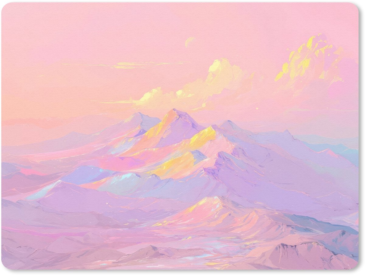 Muismat 23x19 cm - Mousepad Bergtoppen - Wolken - Dromerig - Muismatten