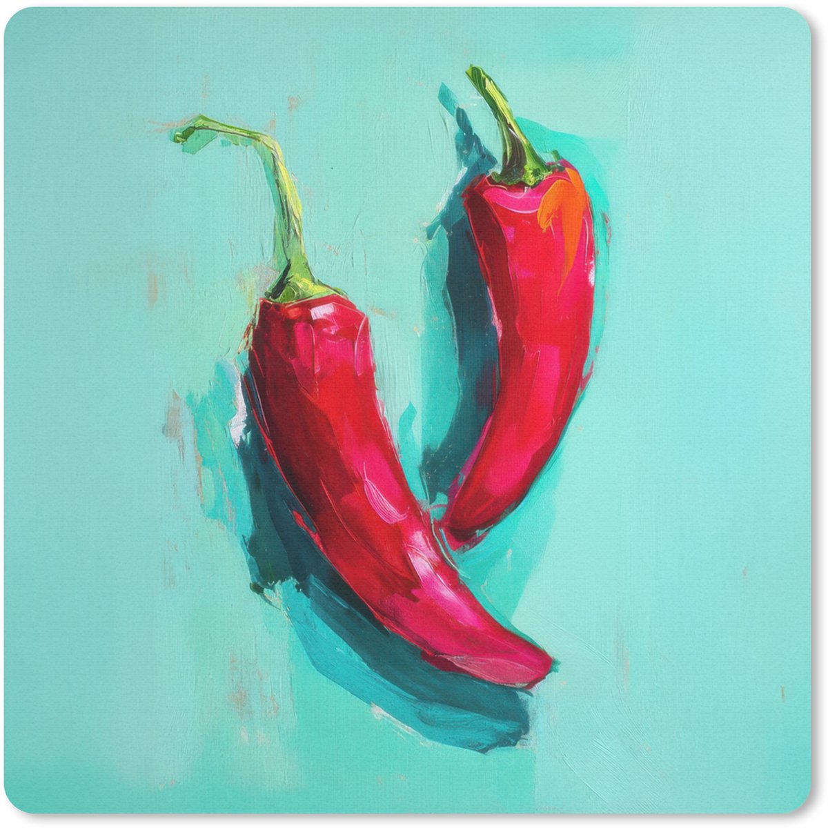 Muismat 20x20 cm - Mousepad Chilipepers - Geverfd - Rood - Muismatten