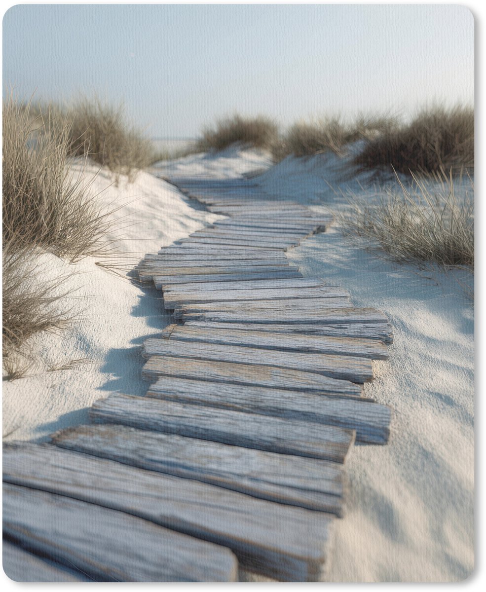 Muismat 19x23 cm - Mousepad Pad - Planken - Duinen - Gras - Muismatten
