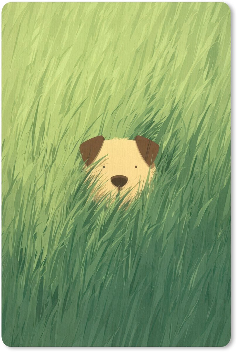 Muismat 18x27 cm - Mousepad Hondje - Gras - Oren - Bruin - Muismatten