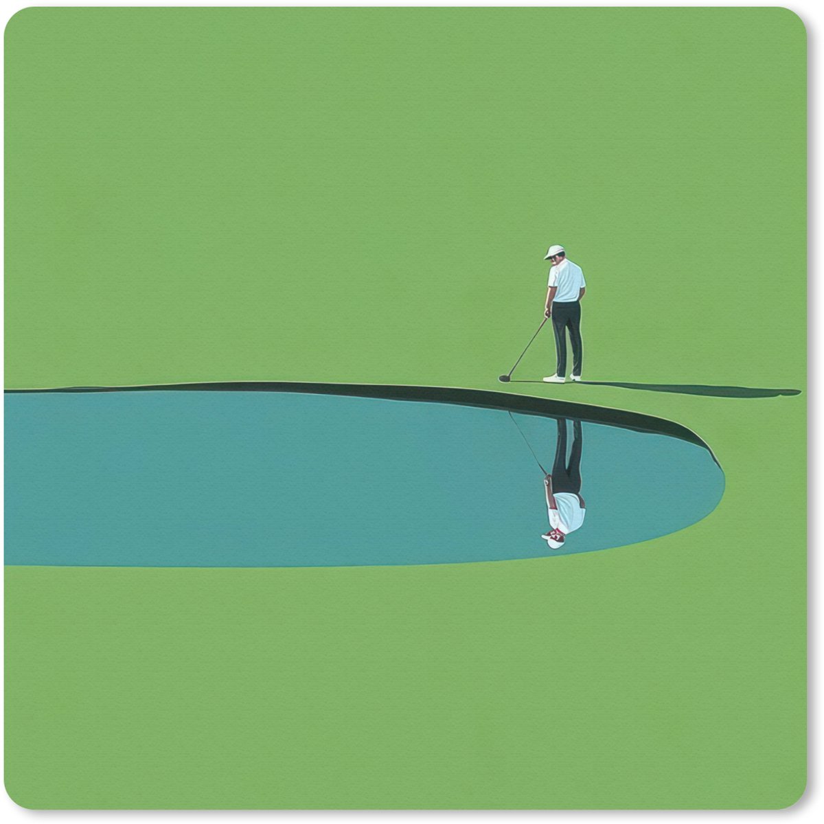 Muismat 30x30 cm - Mousepad Persoon - Golf - Water - Blauw - Muismatten