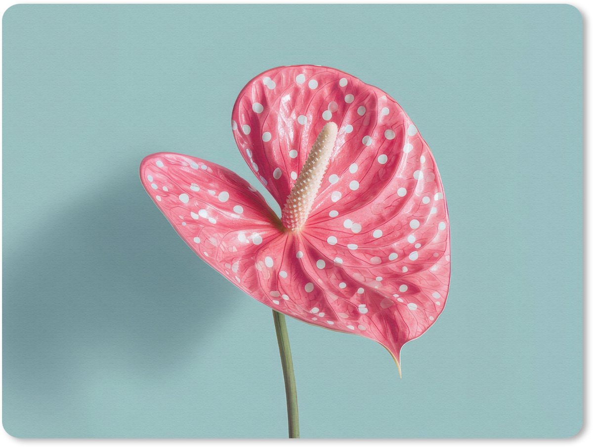 Muismat 23x19 cm - Mousepad Blad - Anthurium - Stippen - Roze - Muismatten