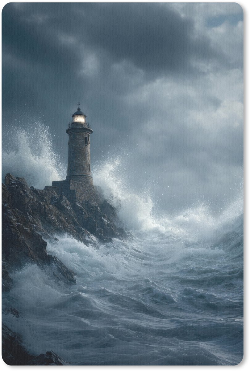 Muismat 18x27 cm - Mousepad Rotsen - Vuurtoren - Golven - Klliffen - Muismatten