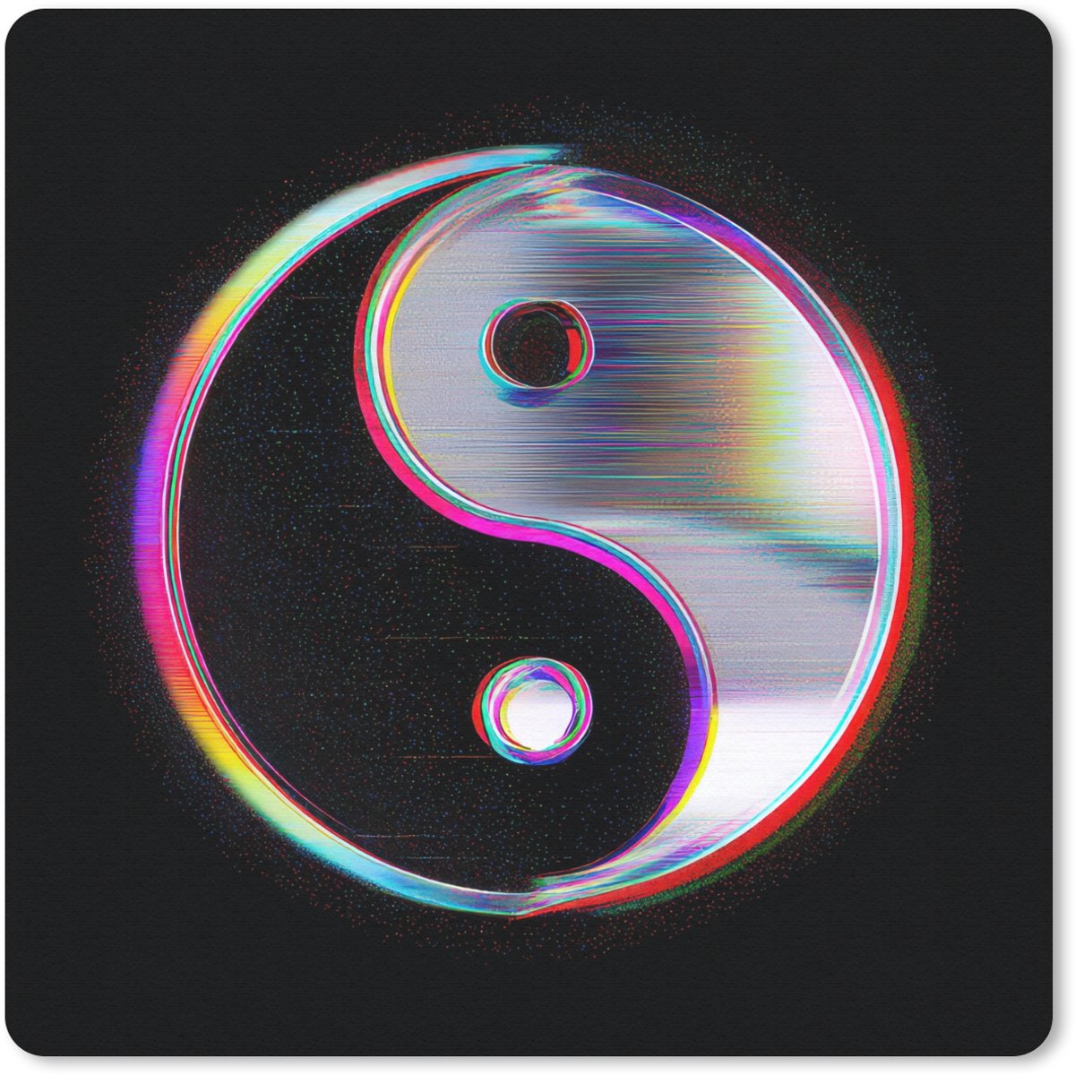 Muismat 30x30 cm - Mousepad Yin-Yang - Cirkel - Regenboog - Muismatten