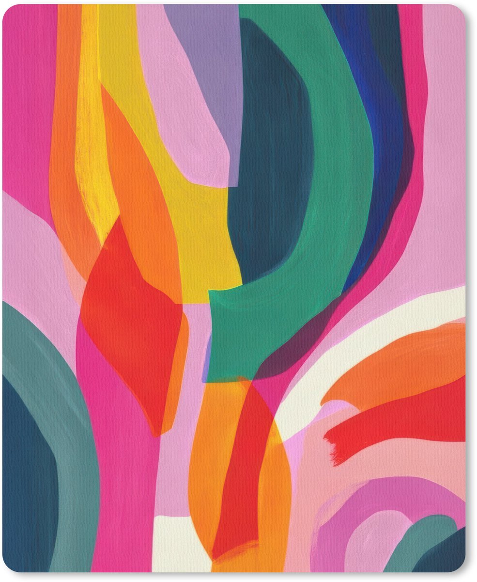 Muismat 19x23 cm - Mousepad Vormen - Golvend - Abstract - Felroze - Muismatten