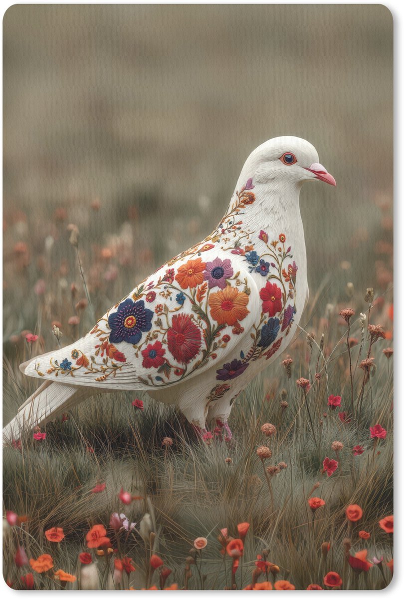 Muismat 18x27 cm - Mousepad Duif - Bloemen - Natuur - Muismatten