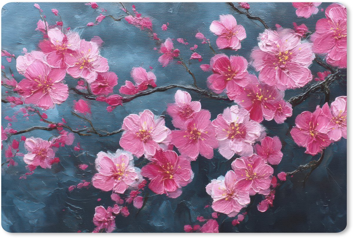 Muismat 27x18 cm - Mousepad Bloem - Bloesems - Roze - Abstract - Muismatten