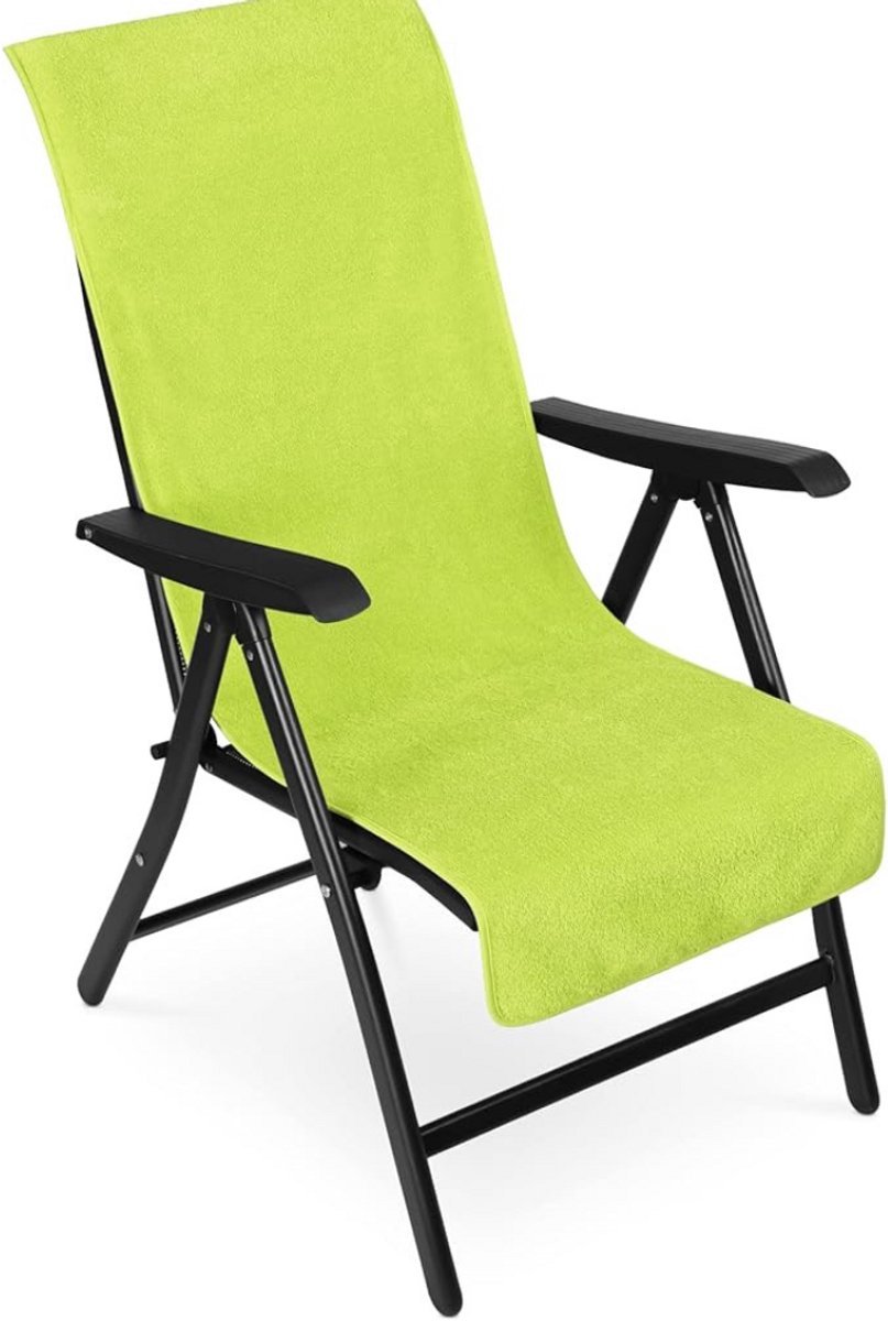 Thuys – Badstof Stoelhoes – Hoes Voor Tuinstoel – Strandbed Badstof Hoes – 130cm x 60cm x 6cm – Groen