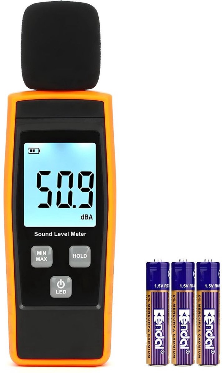 Thuys – Decibelmeter – Db Meter Zeer Nauwkeurig – Inclusief 3 Batterijen – 30 tot 130dB – Compact Formaat