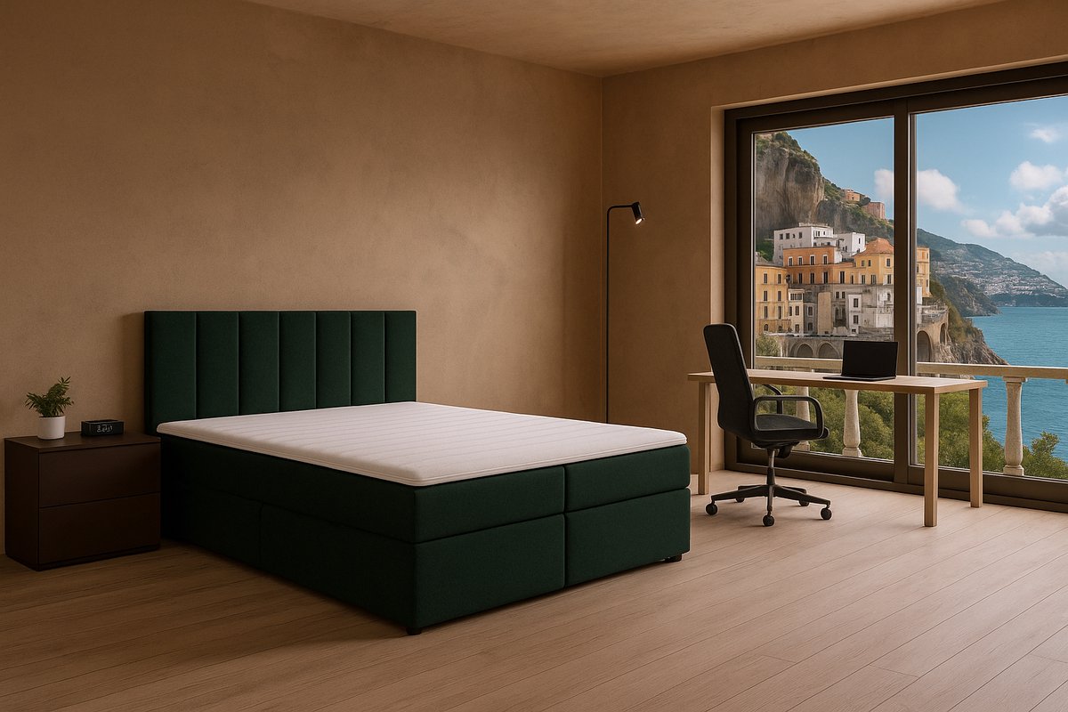 Boxspring Amalfi vlak, 90x210 cm, kleur donkergroen