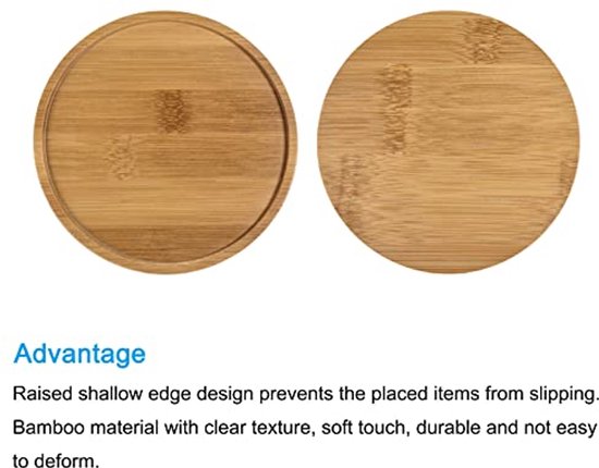 2 Pcs Flower Pot Coasters, 13cm Outer Diameter Bamboo, Round Flowers Drip Tray for Indoor Use — afbeelding 2