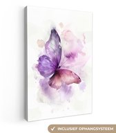 Peinture sur toile 20x30 cm - Décoration murale chambre enfant Papillon - Violet - Couleurs pastel - Décoration murale murale chambre bébé - Décoration chambre garçon et fille - Accessoires Bébé - Peintures