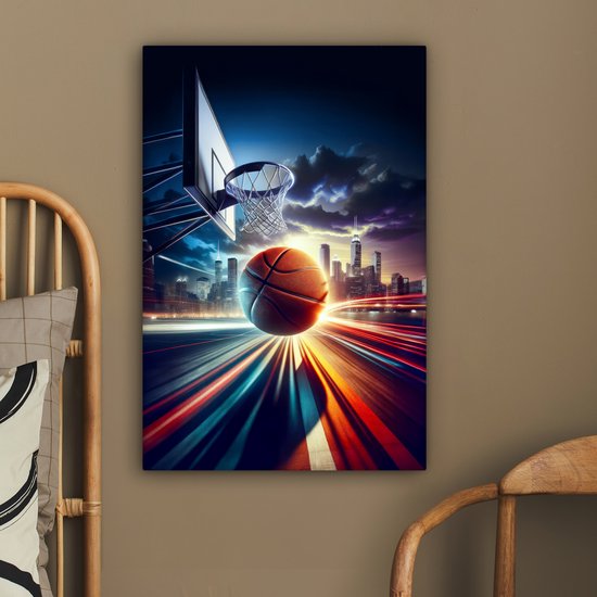 Peinture sur toile 40x60 cm - Décoration murale Basketbal - Sport - Basket - Ville - Décoration murale murale chambre ado - Décoration chambre ado - Accessoires chambre ado - Tableaux chambre