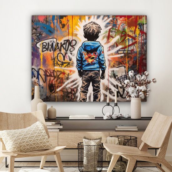 Tableau toile 120x90 cm - Décoration murale Graffiti - Garçon - Couleurs - Street Art - Décoration murale murale salon - Décoration chambre - Accessoires de chambre - Peintures