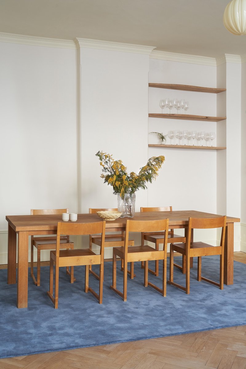 Layered Solid Wool Cornflower Blue Vloerkleed - 180 x 270 cm - Blauw - Rechthoekig - Wol - Eetkamer, Woonkamer, Slaapkamer - Effen - Modern