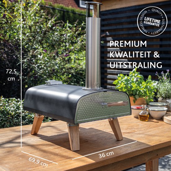 Pizza Steen en Peel Set - Broodbaksteen (35x40 cm) voor Oven en Grill – Innovatief Ontwerp met Gewinde Warmteoverdracht