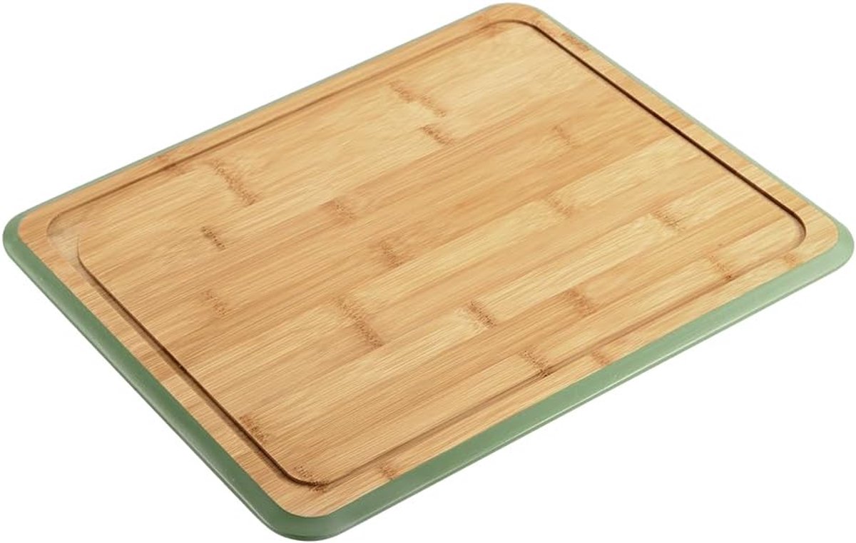 Bamboe Snijplank 40 x 30 x 1,6 cm met Geïntegreerde Sapgoot - Bruin en Groen