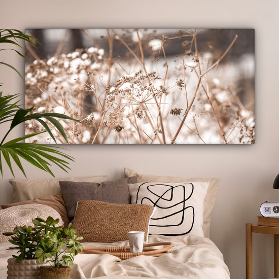 Peinture sur toile 160x80 cm - Décoration murale Fleurs séchées - Wit - Plantes - Décoration murale murale salon - Décoration chambre - Accessoires de chambre - Peintures