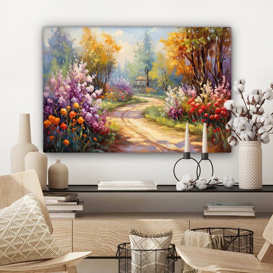 Peinture sur toile paysage 60x40 cm - Décoration rurale - Toile de Décoration murale pour chambre - Oeuvre Fleurs - Toile murale cuisine nature - Photo sur toile - Peinture de cuisine décoration de maison - Toile d'art