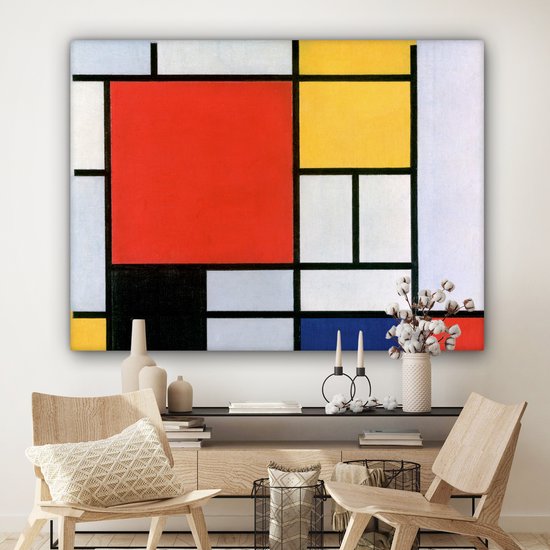 Toile Peinture Art - Mondrian - Maîtres Anciens - 160x120 cm - Décoration murale XXL