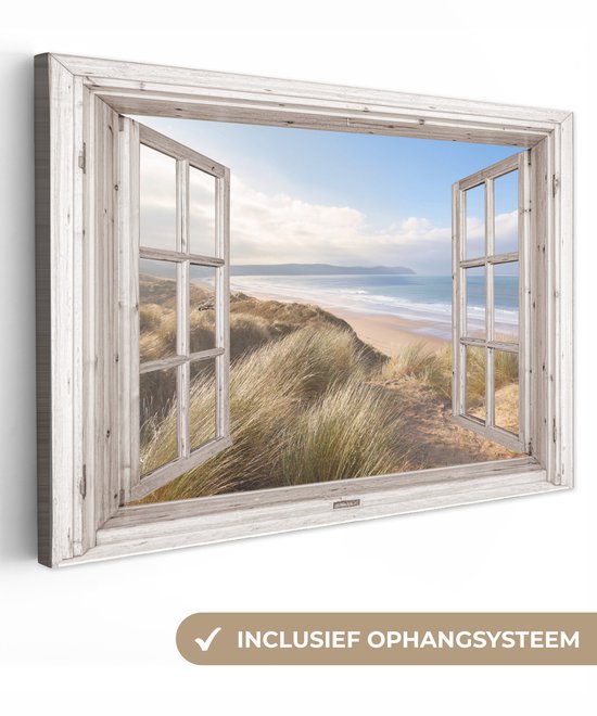 Toile Peinture Transparente - Plage - Mer - 120x80 cm - Décoration murale