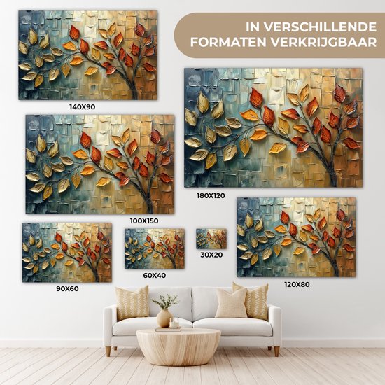 Canvas schilderij 120x80 cm - Wanddecoratie Boom - Abstract - Natuur - Kunst - Muurdecoratie woonkamer - Kamer decoratie modern - Abstracte schilderijen