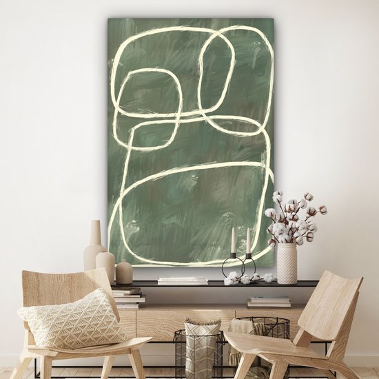 Canvas schilderij 120x180 cm - Wanddecoratie Abstract - Groen - Kunst - Modern - Muurdecoratie woonkamer - Kamer decoratie modern - Abstracte schilderijen