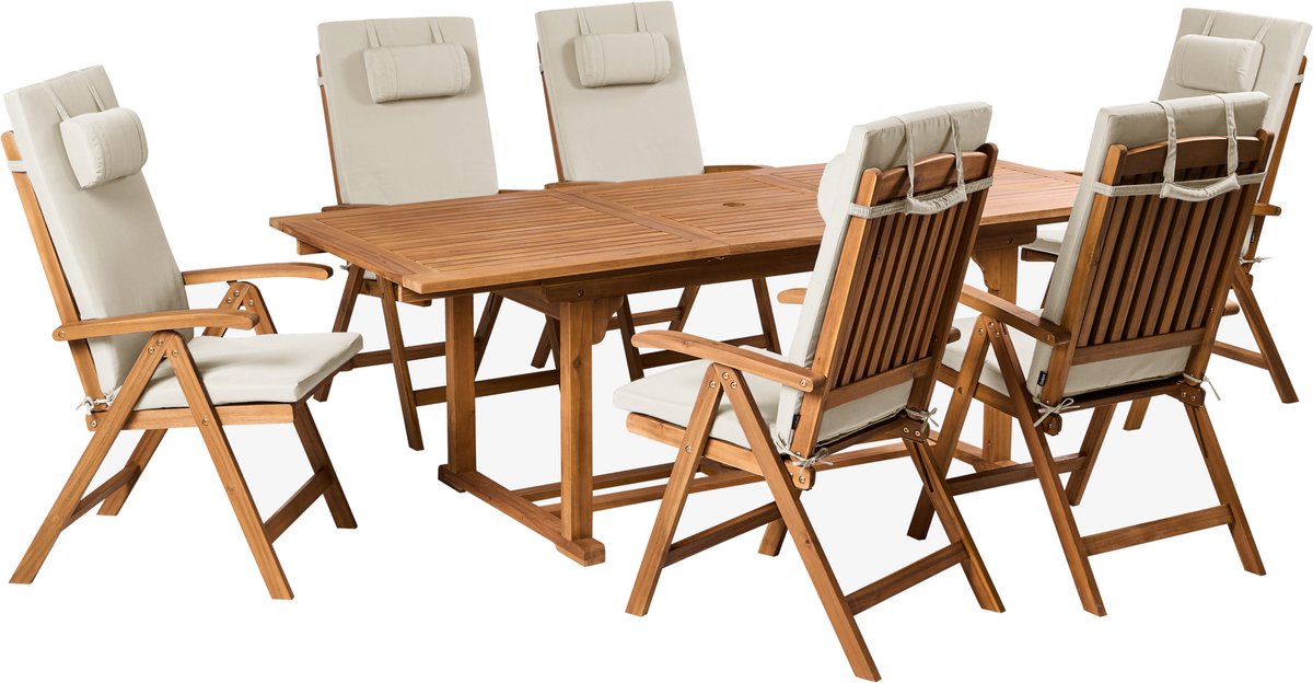 JAVA PREMIUM - Tuinset voor 6 - Taupe - Acaciahout